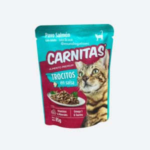 Carnitas Pouch Gato Trocitos En Salsa Pavo Salmon 85G
