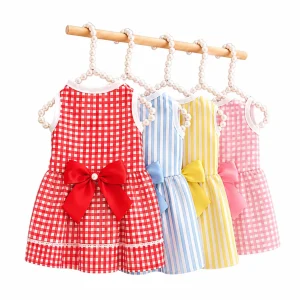 Vestido de Líneas y Cuadros con Lazo